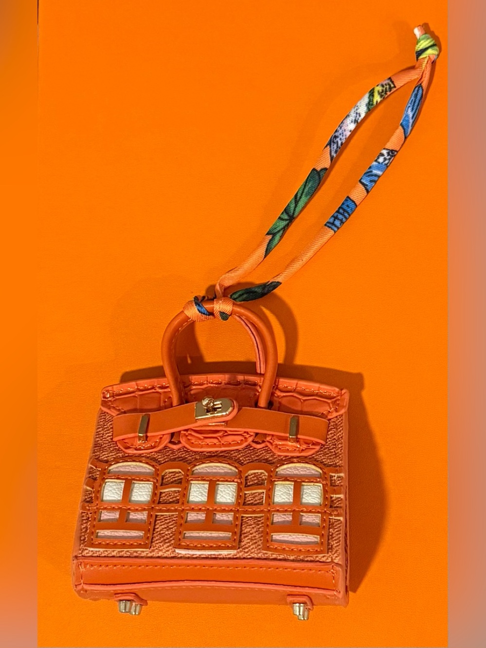 Classic Orange Mini House Bag Charm Holds Airpods, Keys, Small Accessories